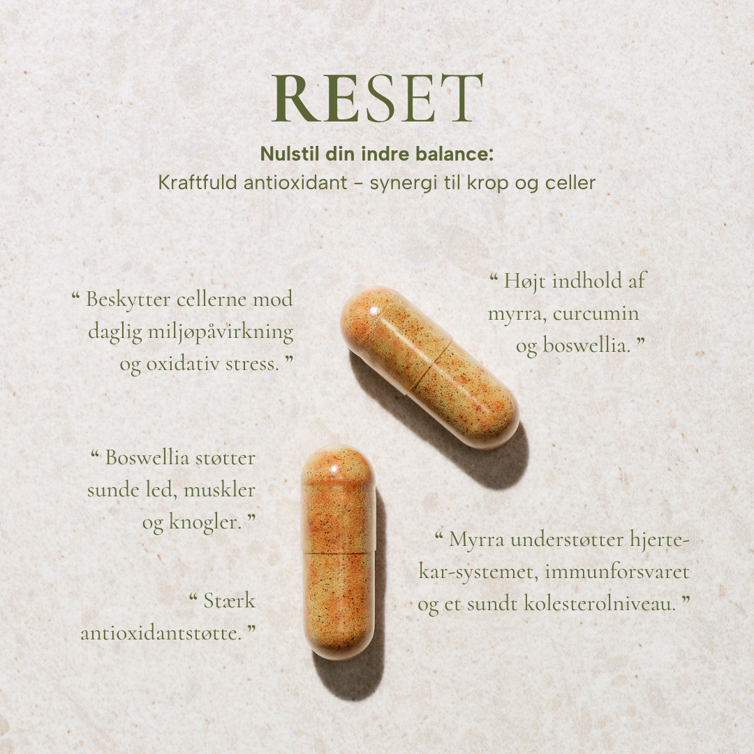 RESET kosttilskudskapsler fra Sandvig Pharma med anprisninger