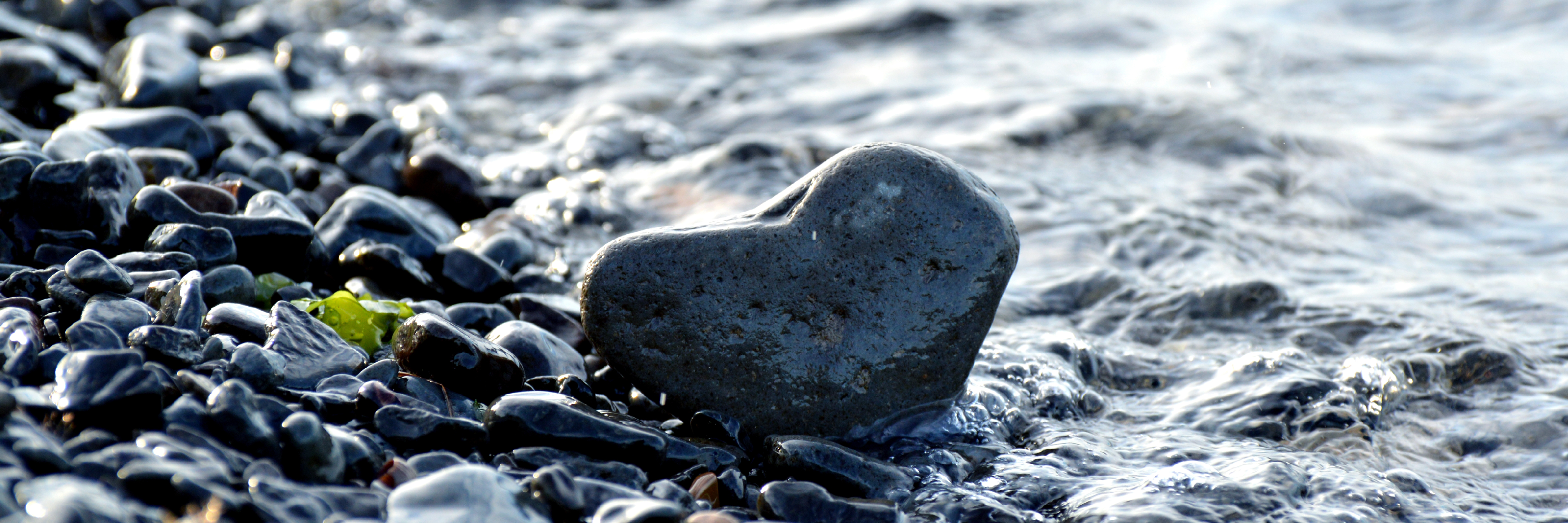 Våd hjerteformet sten