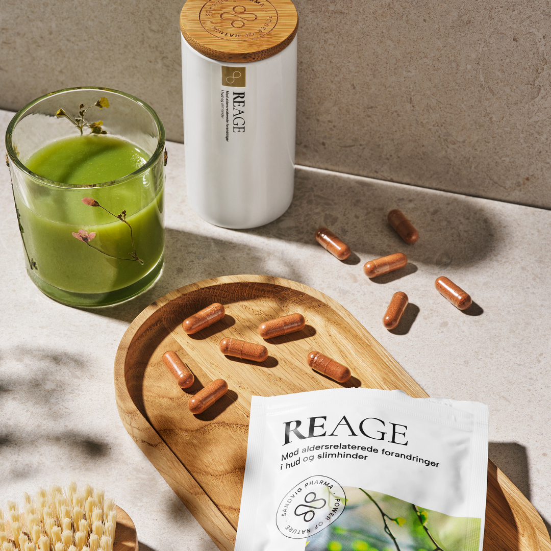 Krukke - veganske kapsler - REAGE til hud og slimhinder - naturlige kosttilskud uden tilsætningsstoffer - Sandvig Pharma
