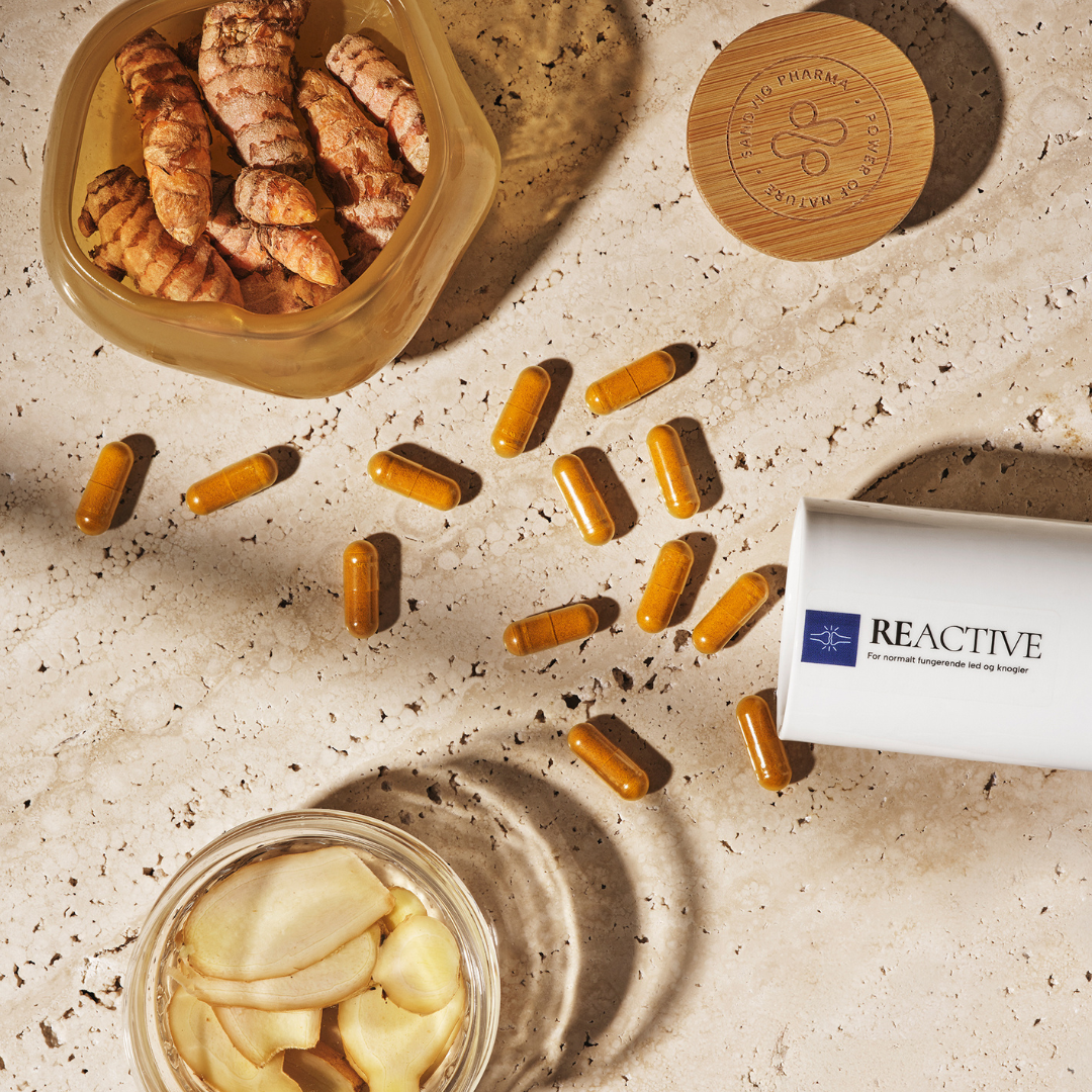 Krukke - veganske kapsler - REACTIVE til led og knogler - naturlige kosttilskud uden tilsætningsstoffer - Sandvig Pharma