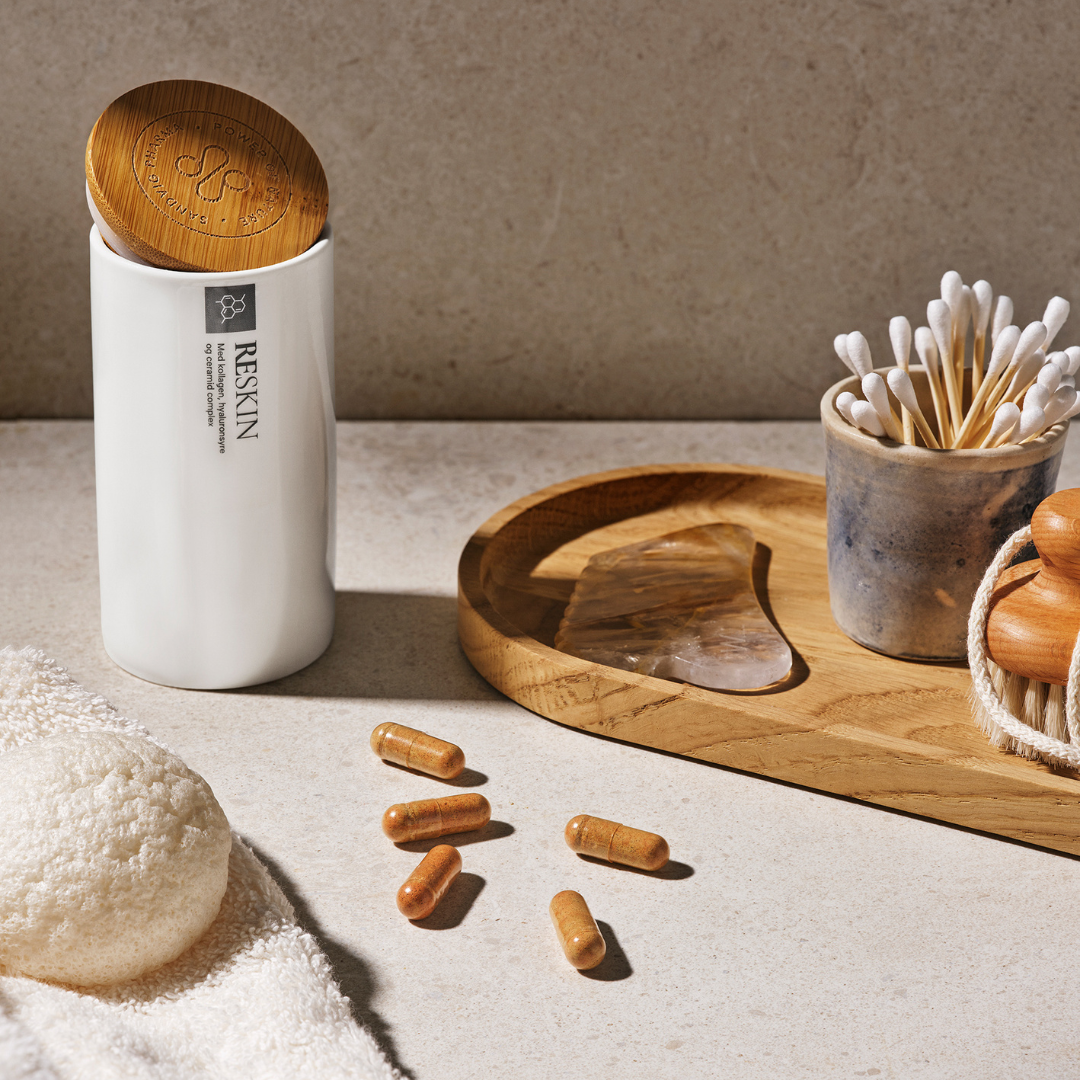 Krukke - veganske kapsler - RESKIN til hud og slimhinder - naturlige kosttilskud uden tilsætningsstoffer - Sandvig Pharma