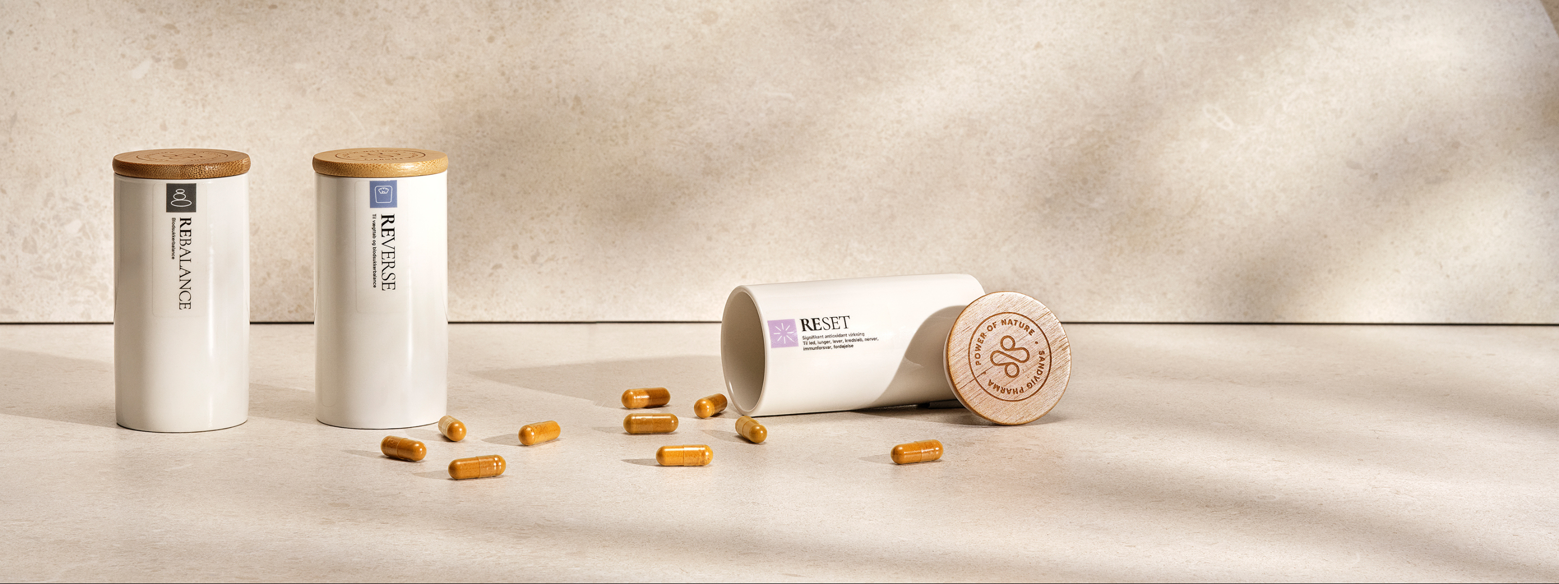 REBALANCE, REVERSE og RESET kosttilskud fra Sandvig Pharma