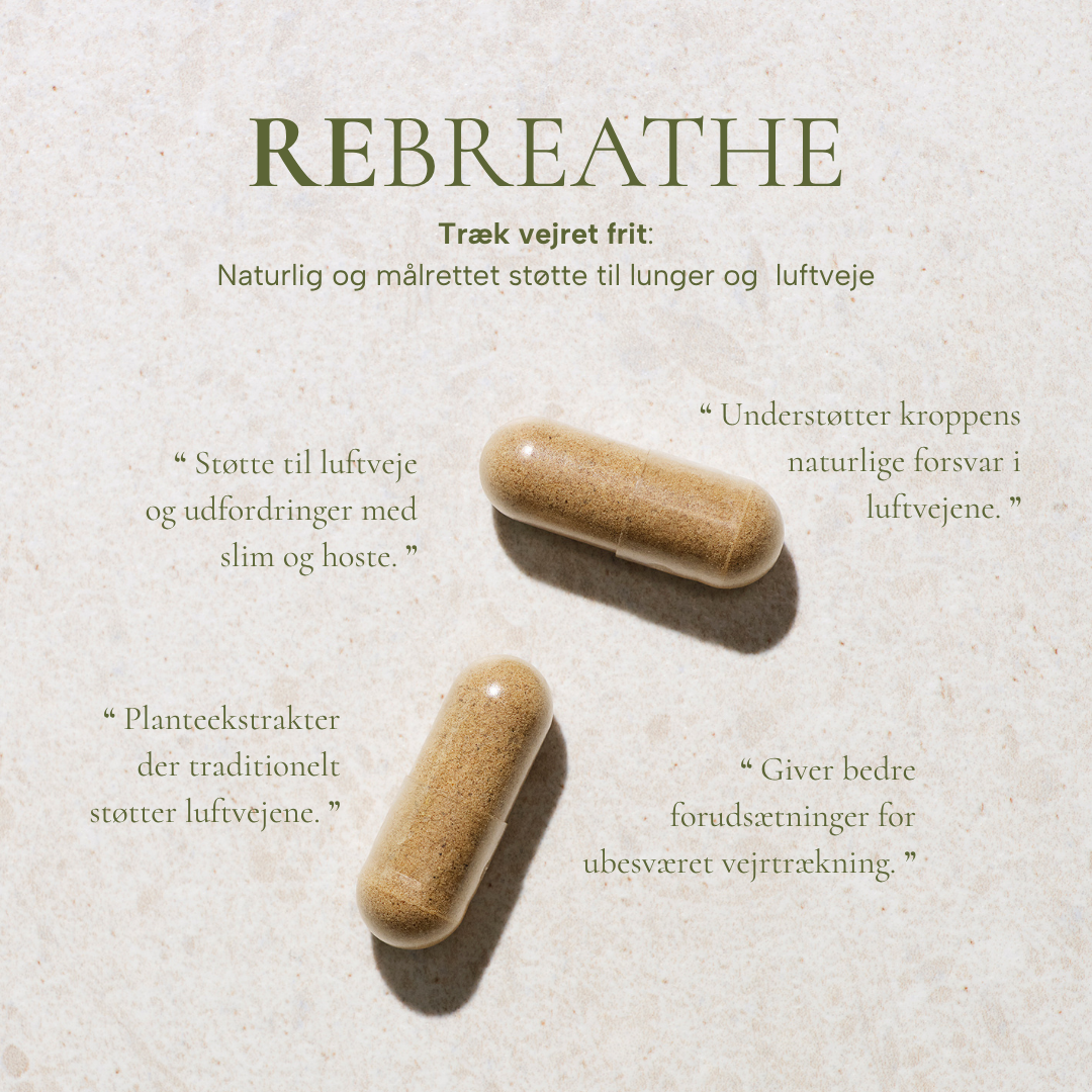 REBREATHE kosttilskudskapsler fra Sandvig Pharma med anprisninger