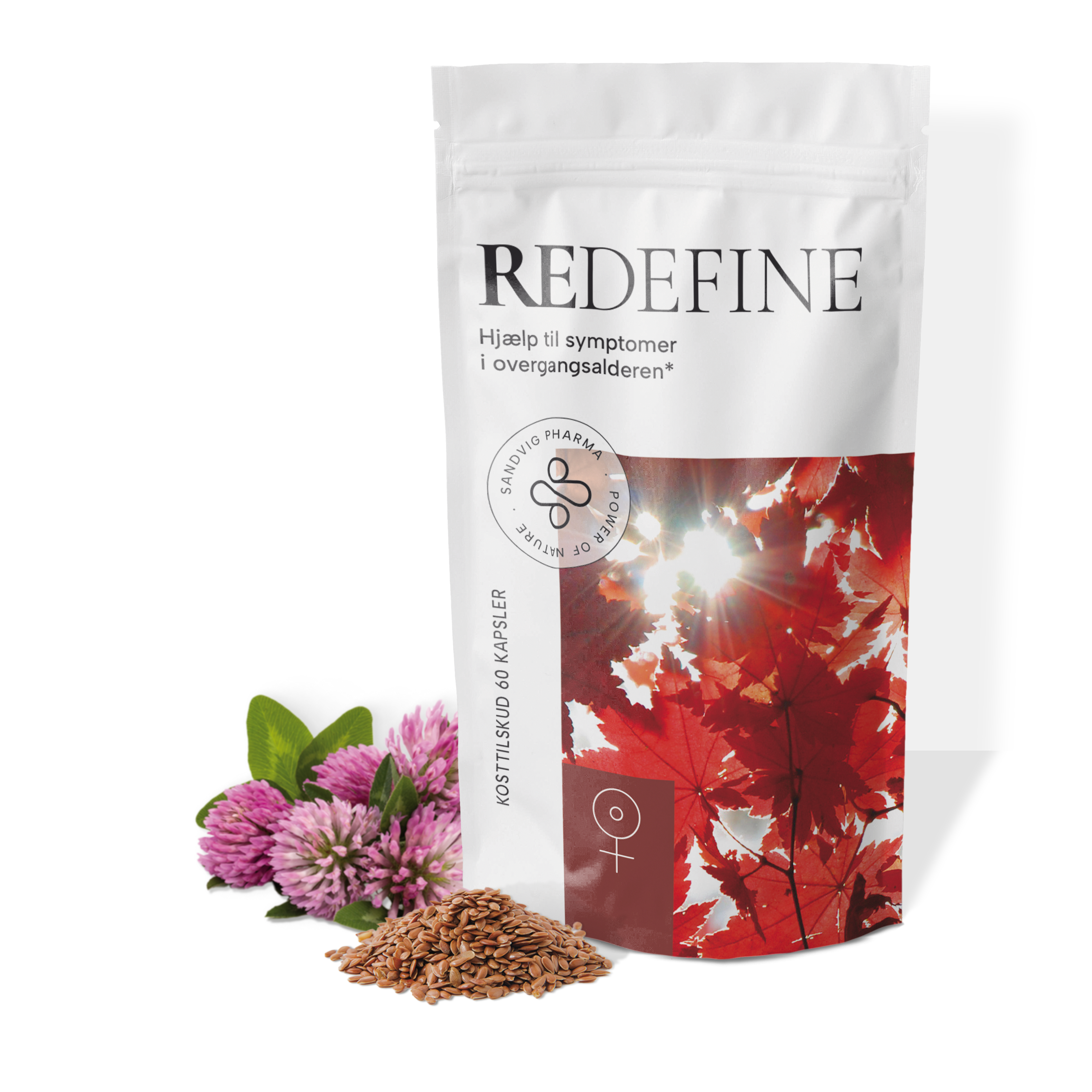 Produktbillede af REDEFINE med ingredienser liggende foran