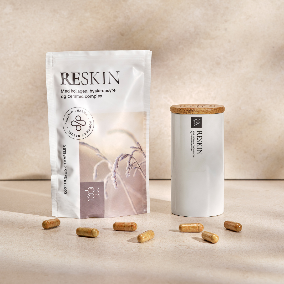 Med kollagen, hyaluronsyre og ceramid complex til hud og slimhinder | RESKIN
